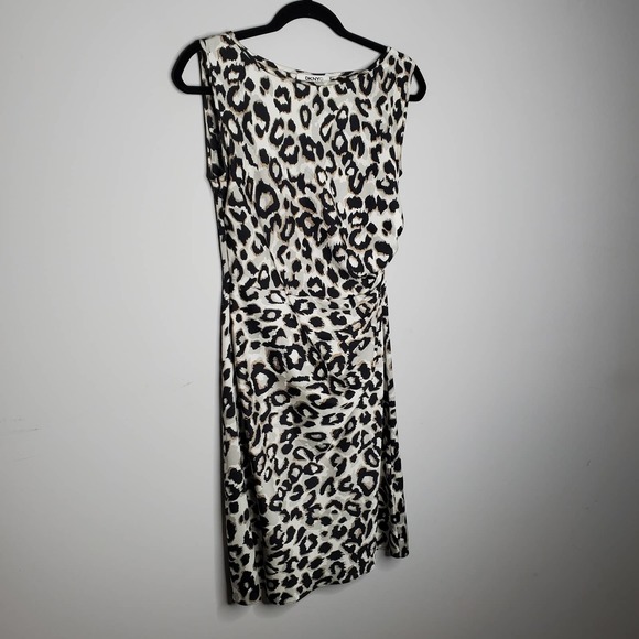DKNYC Grey Black Tan Animal Print Sleeveless Mini Dress Sz 2 - Picture 2 of 7